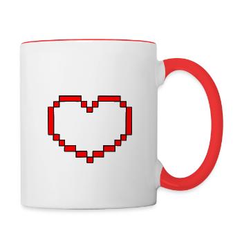 Pixel heart 2020 hollow - Contrasting Mug - white/red - Right