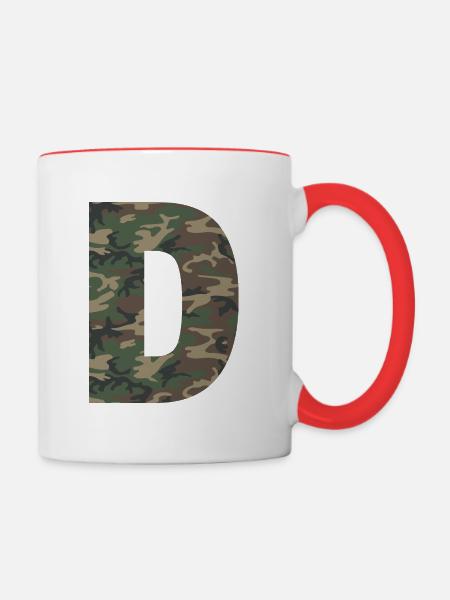 Robuster Buchstabe D im Tarnmuster! - Tasse zweifarbig - Weiß/Rot