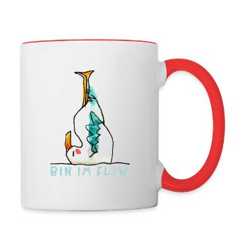 prinzenart / Möwenyoga / Schulterstand - Tasse zweifarbig - Weiß/Rot - Rechts