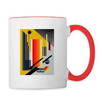 Yellow and red illustration inspired by Bauhaus - Contrasting Mug - white/red - Right