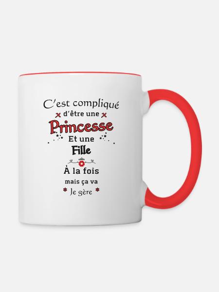 Prinzessin Mädchen - Tasse zweifarbig - Weiß/Rot
