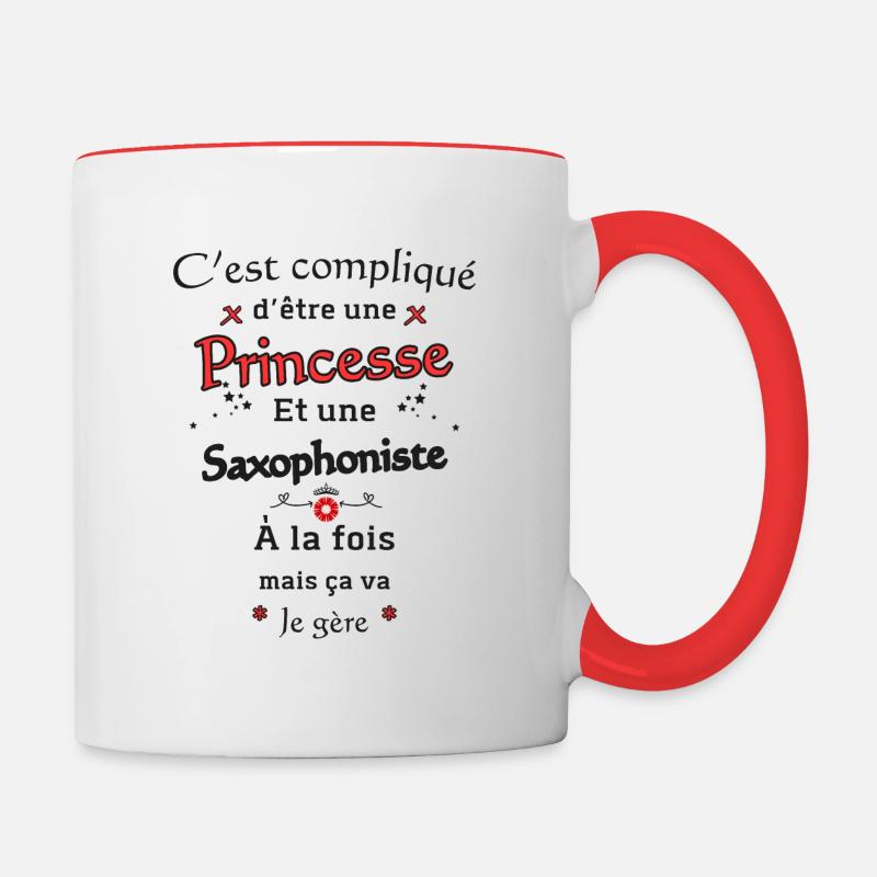 Princess Saxophonist - Contrasting Mug - white/red