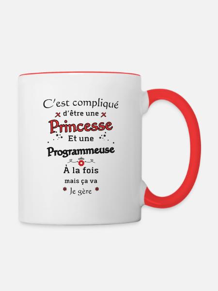 Prinzessin Programmiererin - Tasse zweifarbig - Weiß/Rot