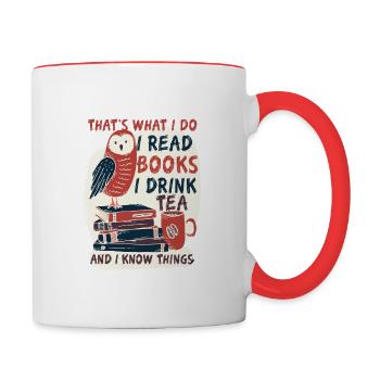 Das ist was ich tue Ich lese Bücher Ich trinke Tee - Tasse zweifarbig - Weiß/Rot - Rechts