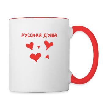 Russische Seele - Tasse zweifarbig - Weiß/Rot - Rechts