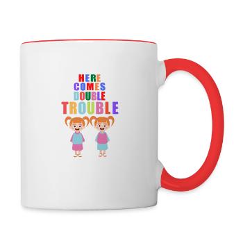 Here comes double Trouble Twins Girls - Contrasting Mug - white/red - Right