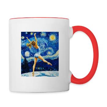 Van Gogh Gymnastik Mädchen Turnerin - Tasse zweifarbig - Weiß/Rot - Rechts