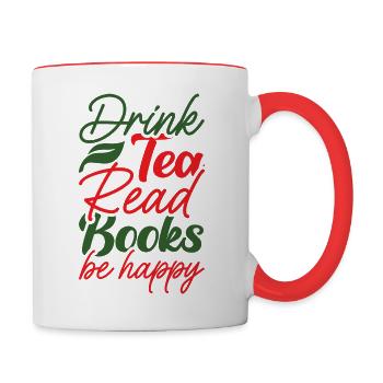 Tea & Books - Tasse zweifarbig - Weiß/Rot - Rechts