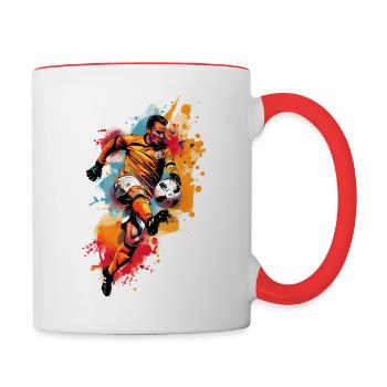 Gardien de but de football - Mug contrasté - blanc/rouge - Droite