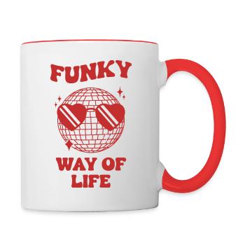 Funky way of life Shirt Disco Retro illustration - Tasse zweifarbig - Weiß/Rot - Rechts