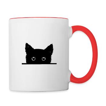 Chat - Pocket Cat - Chat de poche noir - Mug contrasté - blanc/rouge - Droite