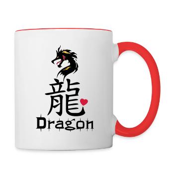 ❤️👄🐉Dragon in Chinese Character-Love Dragon-龍 - Contrasting Mug - white/red - Right