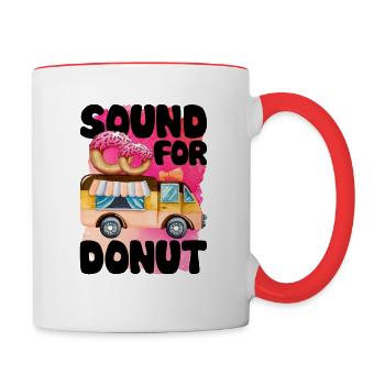 Ton für Donut - Tasse zweifarbig - Weiß/Rot - Rechts