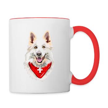 Schweizer Weißer Schäferhund - Tasse zweifarbig - Weiß/Rot - Rechts