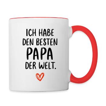Bester Papa der Welt - Tasse zweifarbig - Weiß/Rot - Rechts