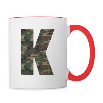 Tough letter K in camouflage pattern! - Contrasting Mug - white/red - Right