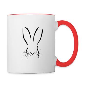 Minimalist rabbit - Contrasting Mug - white/red - Right