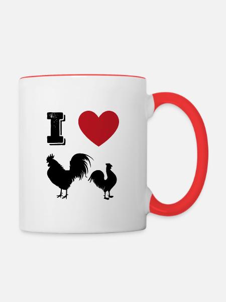 I Love Cocks - Tasse zweifarbig - Weiß/Rot