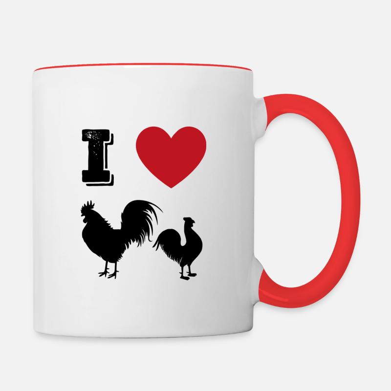 J'aime les bites - Mug contrasté - blanc/rouge