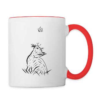 Katze - Tasse zweifarbig - Weiß/Rot - Rechts
