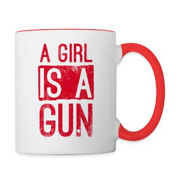 A girl is a gun - Contrasting Mug - white/red - Right