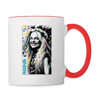 trendy girl - joyful - Tasse zweifarbig - Weiß/Rot - Rechts