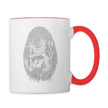 Fingerprint Düsseldorf Eishockey Löwe weiß Spread - Tasse zweifarbig - Weiß/Rot - Rechts