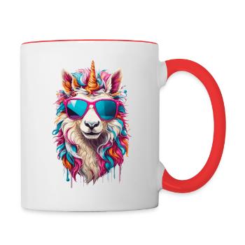 Einhorn süß niedlich cool - Tasse zweifarbig - Weiß/Rot - Rechts