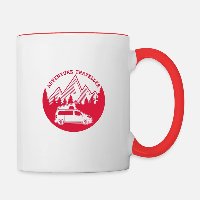 Adventure Traveller Campster Van - Tasse zweifarbig - Weiß/Rot