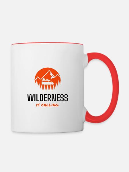 Wilderness appelle Nugget Camper Design - Mug contrasté - blanc/rouge