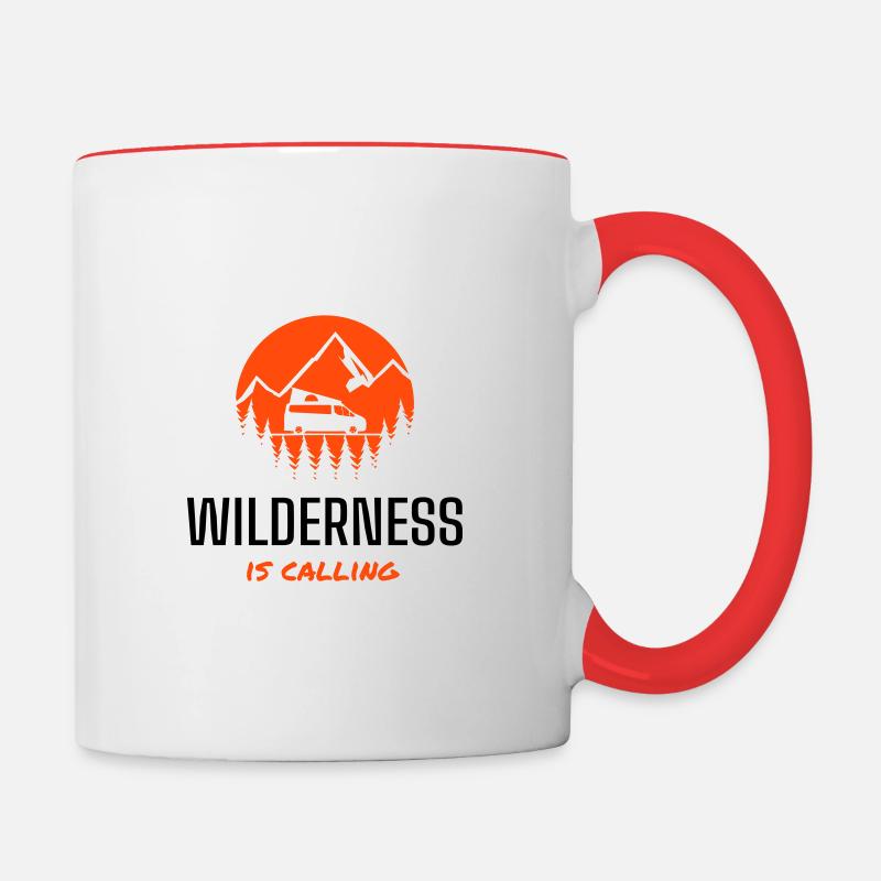 Wilderness appelle Nugget Camper Design - Mug contrasté - blanc/rouge