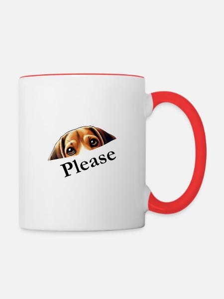 Beagle Please - Tasse zweifarbig - Weiß/Rot
