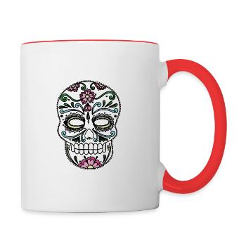 Calavera mexique - Mug contrasté - blanc/rouge - Droite