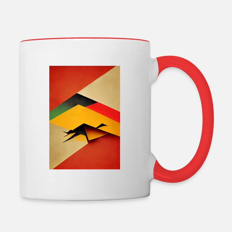 Red Bauhaus pattern - Contrasting Mug - white/red