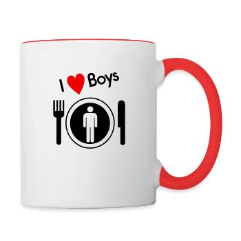 I love Boys - Contrasting Mug - white/red - Right