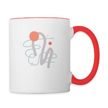 Abstract Art Abstract Art Organic Forms - Contrasting Mug - white/red - Right
