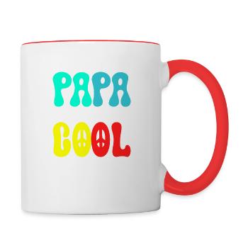 Papa Cool pour les meilleurs papa - Mug contrasté - blanc/rouge - Droite