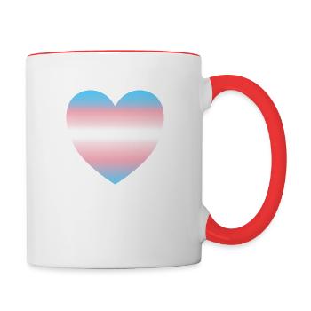 Subtle Transgender Pride heart - Contrasting Mug - white/red - Right
