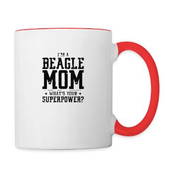 maman beagle - Mug contrasté - blanc/rouge - Droite