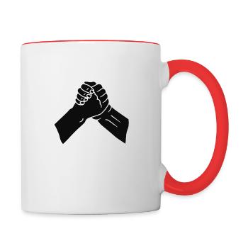 Poignée de main - Mug contrasté - blanc/rouge - Droite