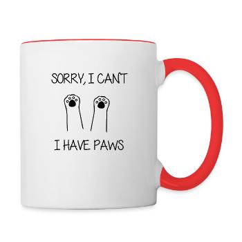 i have paws - Mug contrasté - blanc/rouge - Droite