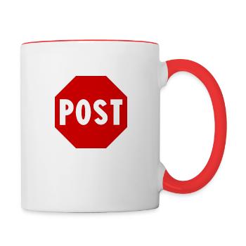 Post Road Sign - Tasse zweifarbig - Weiß/Rot - Rechts