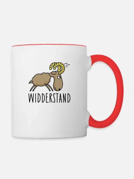 Widder Widerstand Rebell - Tasse zweifarbig - Weiß/Rot