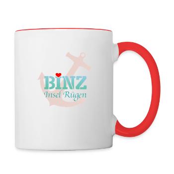 Geliebtes Binz - Tasse zweifarbig - Weiß/Rot - Rechts