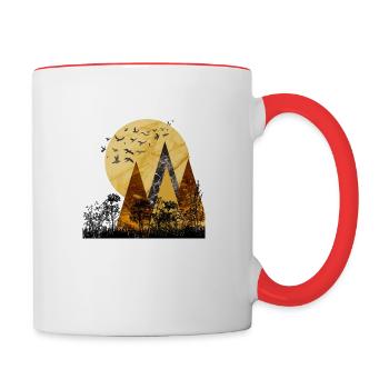 Multicolored mountain pattern - Contrasting Mug - white/red - Right