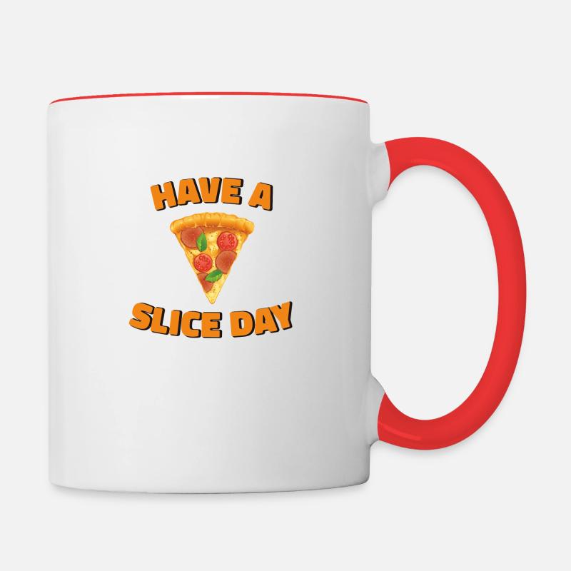 PRENEZ UNE TRANCHE DE PIZZA - Mug contrasté - blanc/rouge