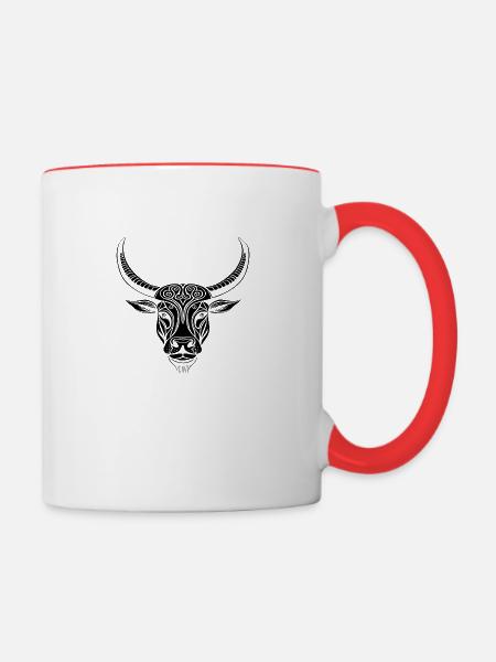 Stammes-Stier - Tasse zweifarbig - Weiß/Rot