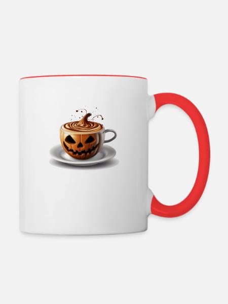 Halloween Kaffeetasse Süßes oder Saures - Tasse zweifarbig - Weiß/Rot