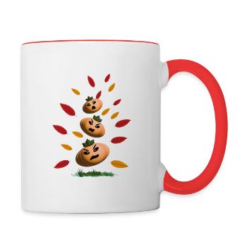 Wilde Herbst Kürbisse im Laub. - Tasse zweifarbig - Weiß/Rot - Rechts