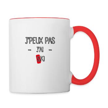 J'peux pas j'ai Ski - Mug contrasté - blanc/rouge - Droite